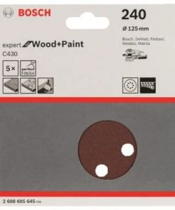 Bosch 2608605645 - Abrasif C430 Expert For Wood And Paint, Diamètre 125 Mm, Grain 240, 8 Trous, 5x