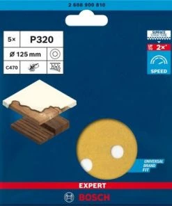 Bosch EXPERT 2608900810 - EXPERT Abrasif C470 Best For Wood And Paint, Diamètre 125 Mm, Grain 320, 8 Trous, 5x -Boutique ROTHENBERGER 48f3f644c7580a23792497e959292f64