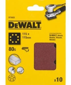 Dewalt DT3022 Feuilles Abrasives - G80 - 115x115mm (10pcs) - DT3022-QZ