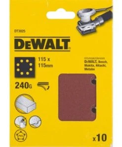 DeWalt DT3025 Feuilles Abrasive - P240 - 115x115mm (10pcs) - DT3025-QZ
