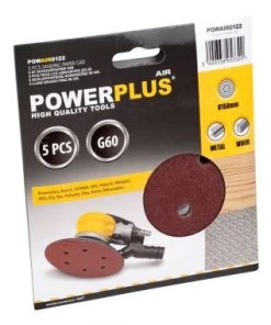 Powerplus POWAIR0122 - Papier Abrasif Ø150mm G60 5pcs