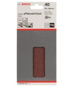 Bosch 2608605302 - Abrasif C430 Expert For Wood And Paint, 93 X 186 Mm, Grain 40, 8 Trous, 10x